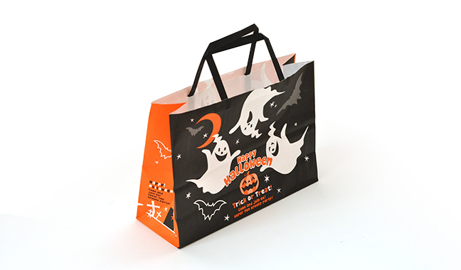 ハロウィン（オレンジ/黒） 手提げ紙袋