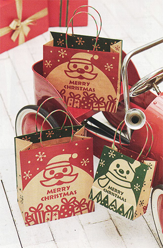 クリスマス柄クラフト手提げ紙袋